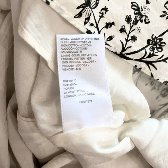 URBAN OUTFITTERS BLACK WHITE FLORAL PUFFY SLEEVE A-LINE BABYDOLL MINI DRESS - S - Picture 5 of 5